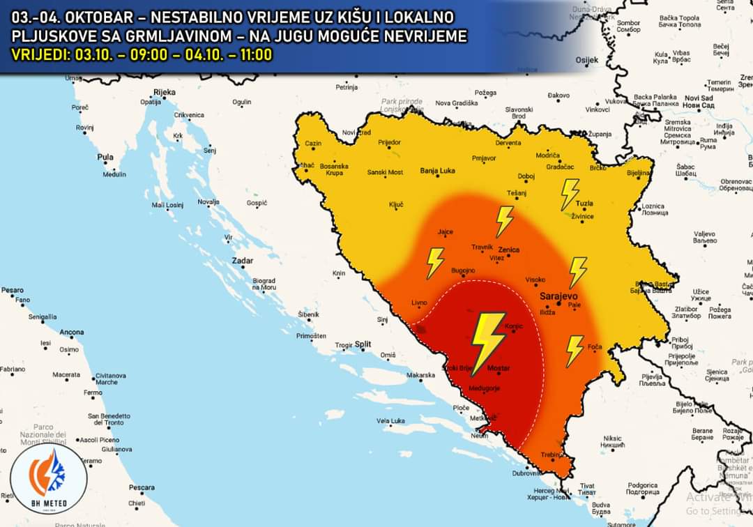 Dolazi nam kiša i nestabilno vrijeme