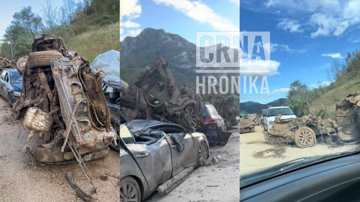 (VIDEO) Hrpa uništenih automobila izvučena nakon poplava u Jablanici